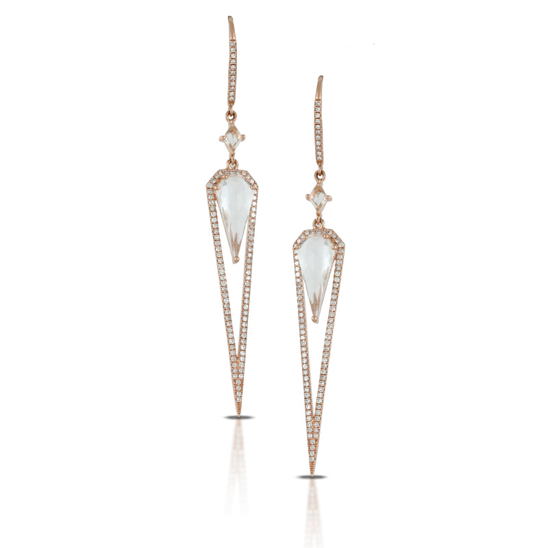 Gold White Topaz Drop Earrings