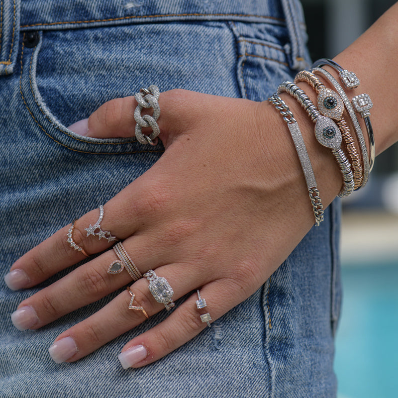 White Gold Diamond Triple Star Ring