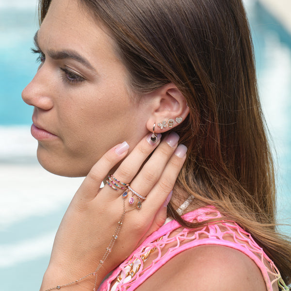 Yellow Gold Diamond Butterfly Stud Earrings