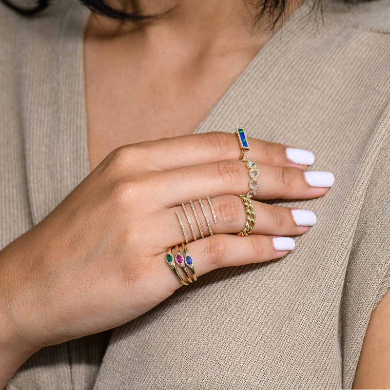 Yellow Gold Blue Sapphire And Diamond Pinky Ring