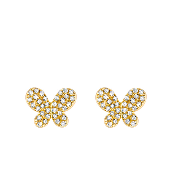 Yellow Gold Diamond Butterfly Stud Earrings