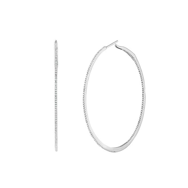 Diamond 2" Round Hoop Earrings