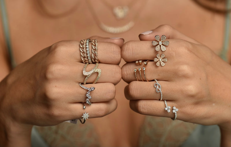 Yellow Gold Diamond Swirl Ring