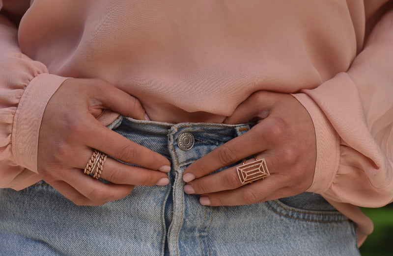 Rose Gold Diamond Link Band Ring