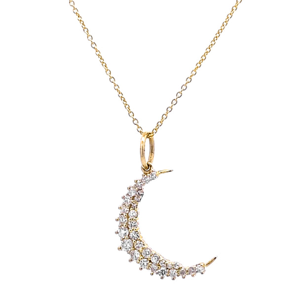 Round Diamond Moon Pendant Necklace