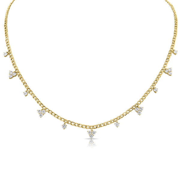 Triple Round Diamond Droplet Necklace