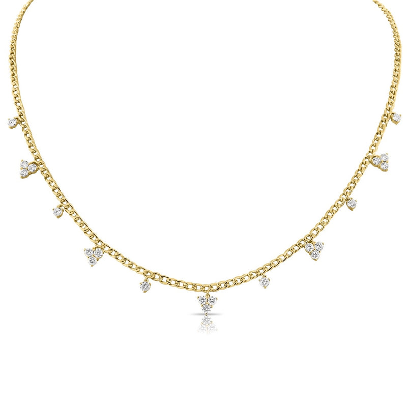 Triple Round Diamond Droplet Necklace