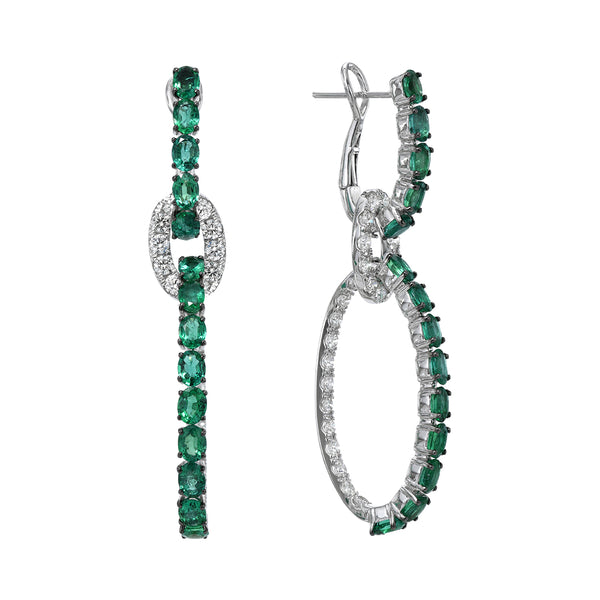 Emerald And Diamond Double Drop Earrings