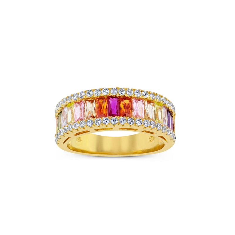 Rose Rainbow Baguette Ring