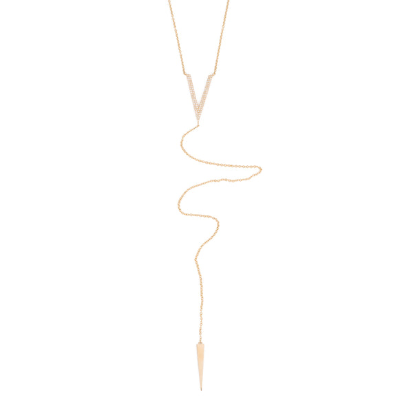 Diamond V Lariat Necklace