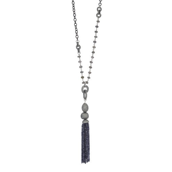 Iolite Spinel Tassel Necklace