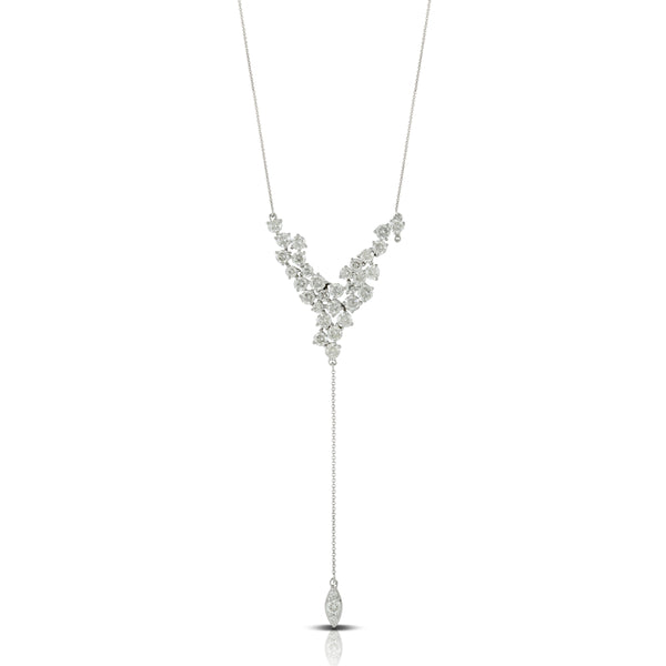 Diamond Cluster V Lariat Necklace