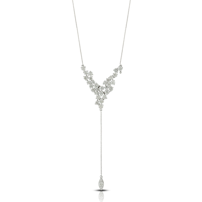 Diamond Cluster V Lariat Necklace