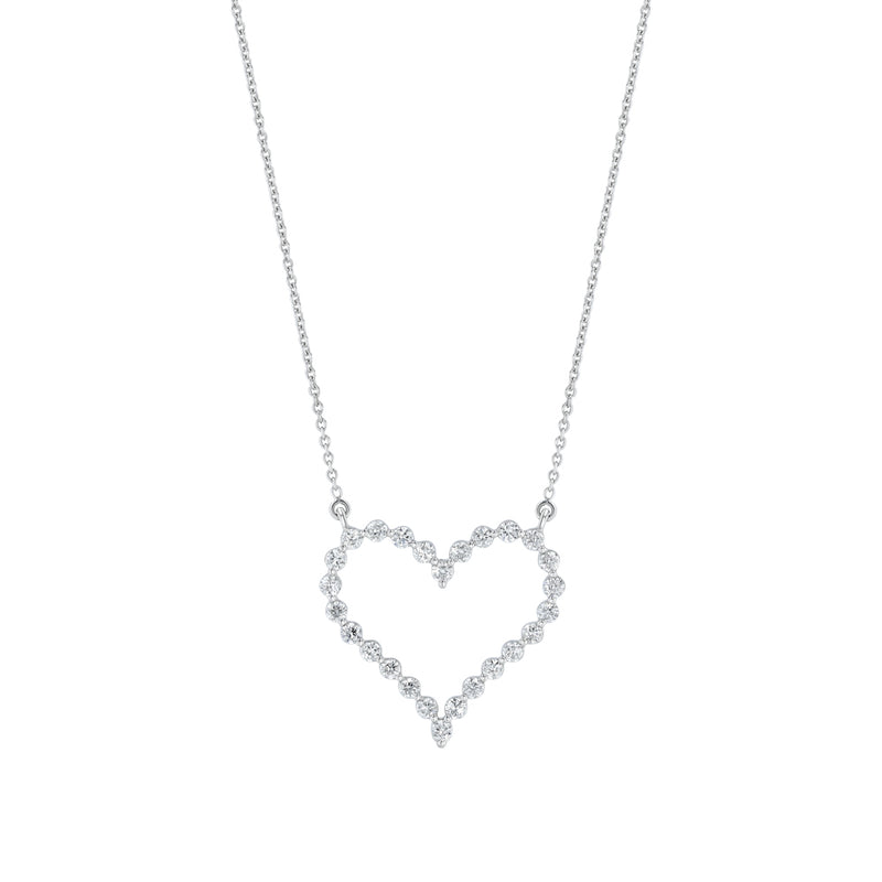 Shared Prong Diamond Heart Necklace