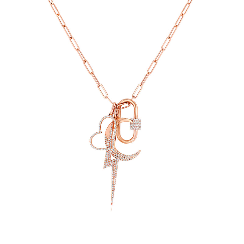 Rose Gold Diamond Moon Pendant Charm