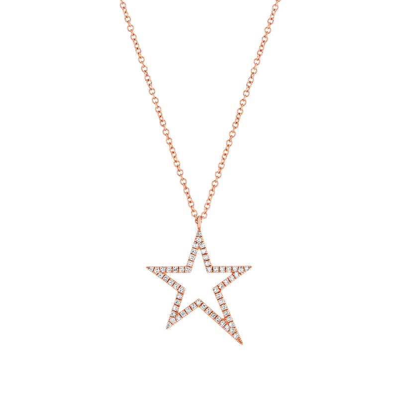 Diamond Open Star Pendant Necklace