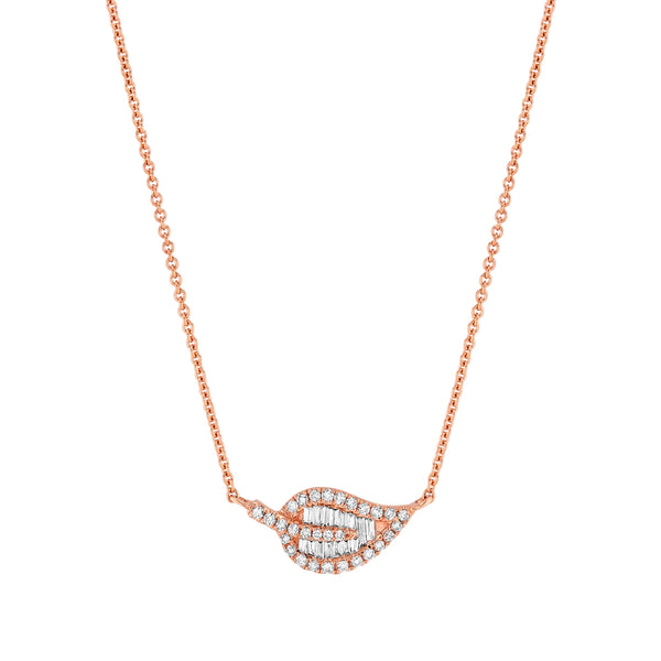 Diamond Baguette Leaf Necklace