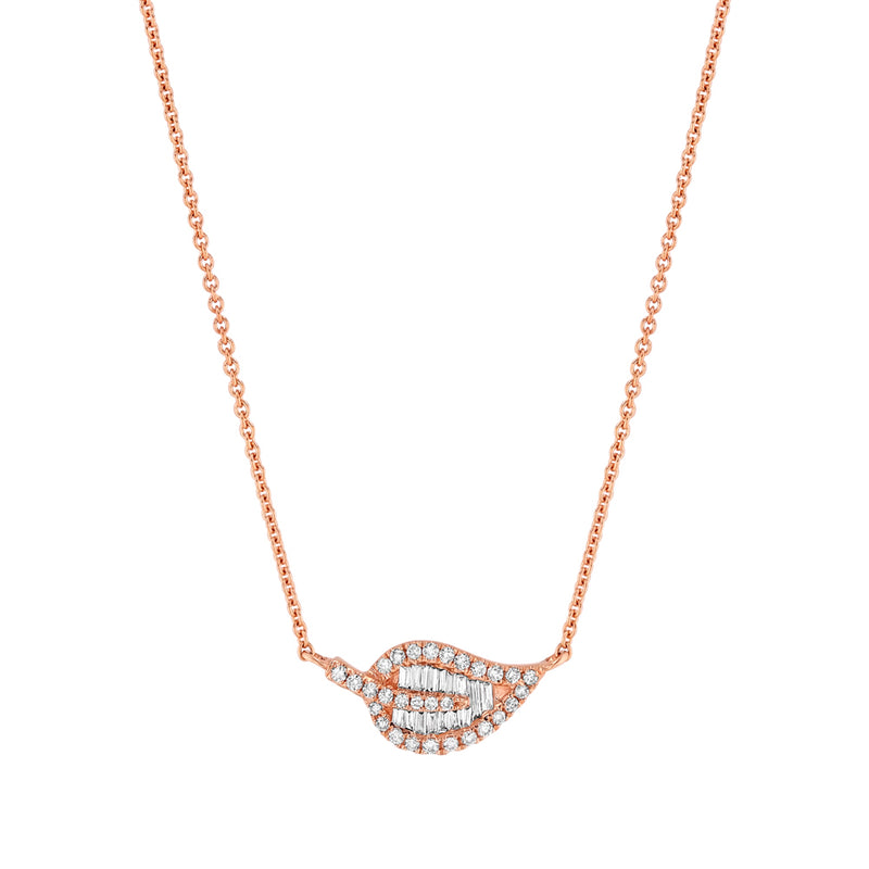 Diamond Baguette Leaf Necklace