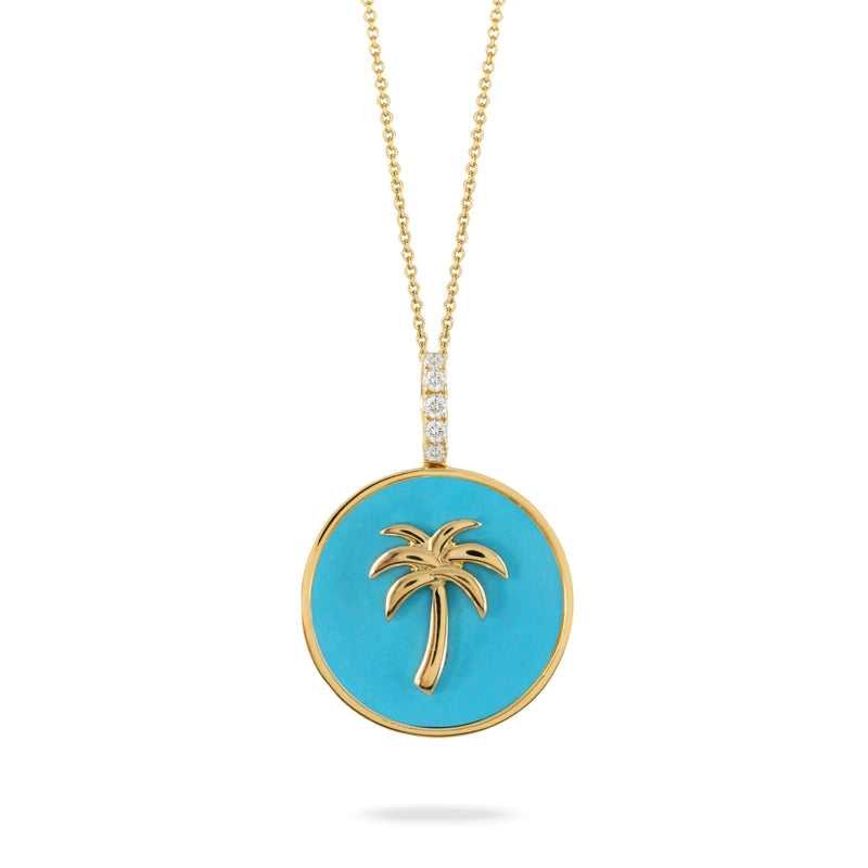 Turquoise Palm Tree Pendant Necklace