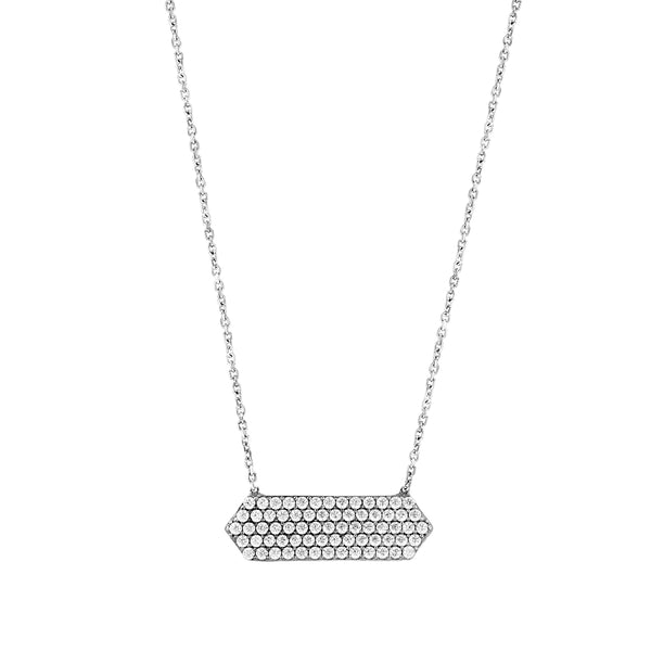 Silver Diamond Bar Necklace