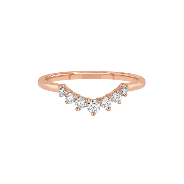 Rose Gold Round Diamond V Ring