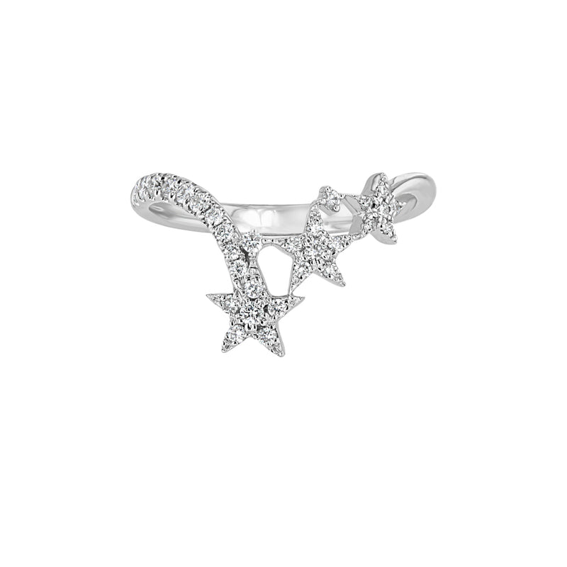 White Gold Diamond Triple Star Ring