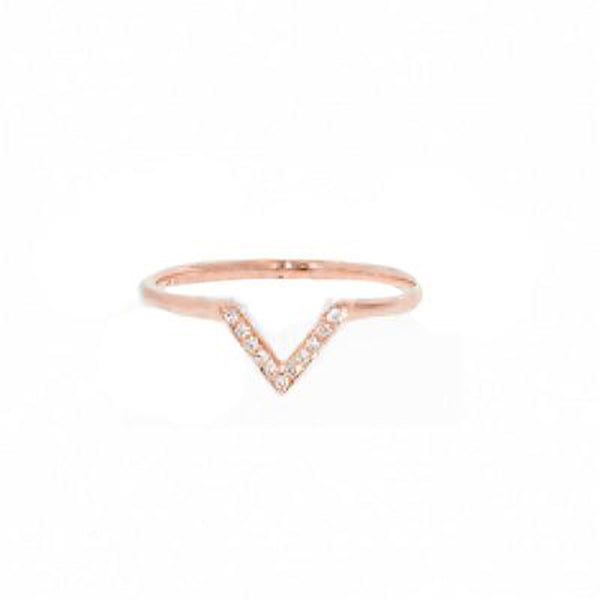 Rose Gold Diamond V Ring