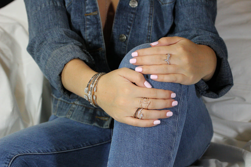 Rose Gold Split Diamond Chevron Ring