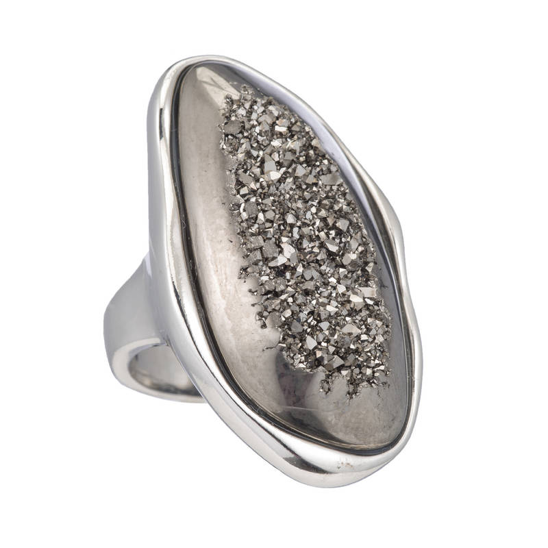 Grey Large Druzy Ring