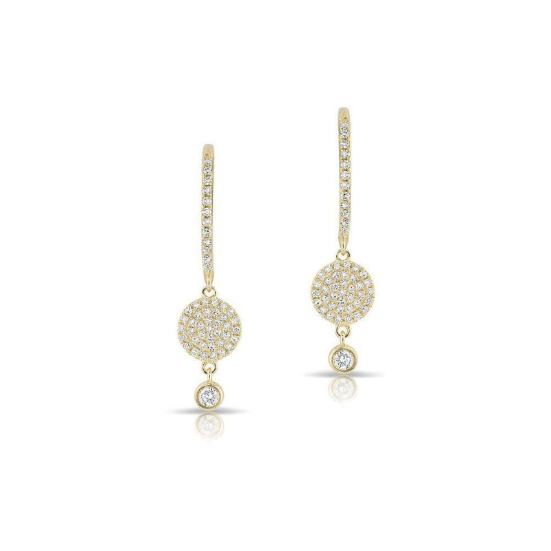 Yellow Gold Diamond Disk Small Hoop Earring