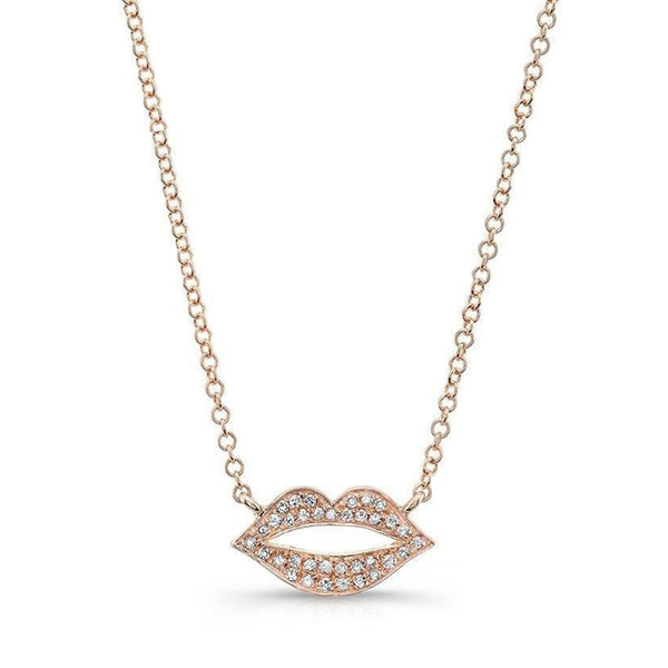 Rose Gold Diamond Lip Necklace